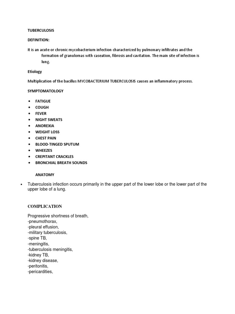 Understanding Tuberculosis Symptoms & Care | PDF