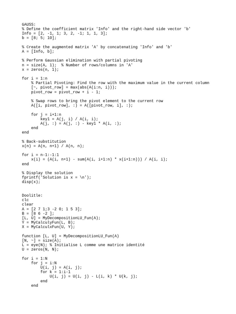 Matlab Coooode | PDF | Applied Mathematics | Algorithms And Data Structures