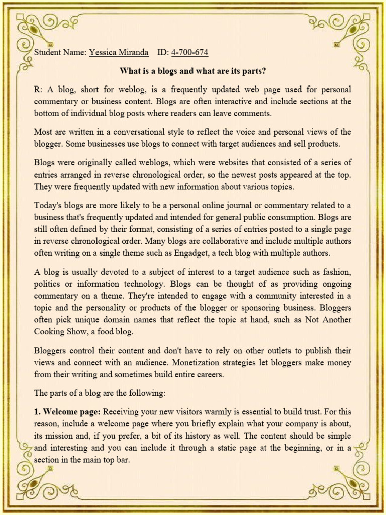 What Is A Blogs and What Are Its Parts | PDF | Blog | Communication