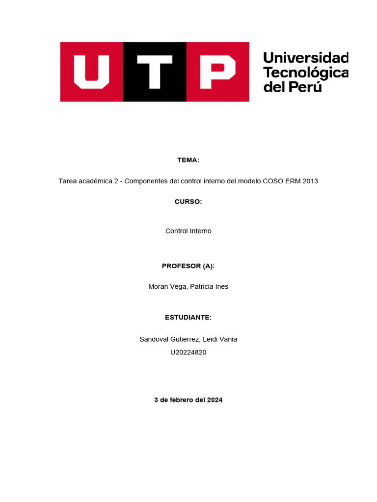 Componentes del Control Interno COSO ERM 2013 | PDF | Archivo de ...