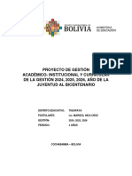 Proyecto de Gestión Académico - Institucional y Curricular de La Gestión 2024, 2025, 2026, Año de La Juventud Al Bicentenario