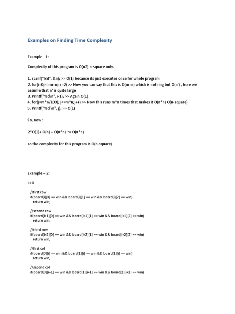 Time Complexity Examples and Analysis | PDF | Control Flow | Software ...