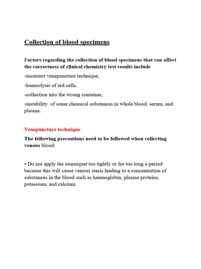 Blood Specimen Collection Guidelines | PDF | Blood Plasma | Blood