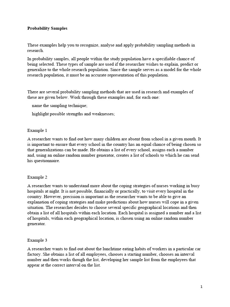 SAMPLING Exercises | PDF | Sampling (Statistics) | Cognition