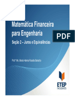 Matemática Financeira para Engenharia - Seção 2 - Juros e Equivalências