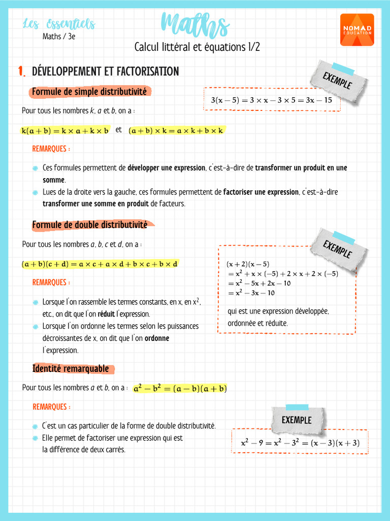 Formules de Distributivité en Mathématiques | PDF | Équations ...