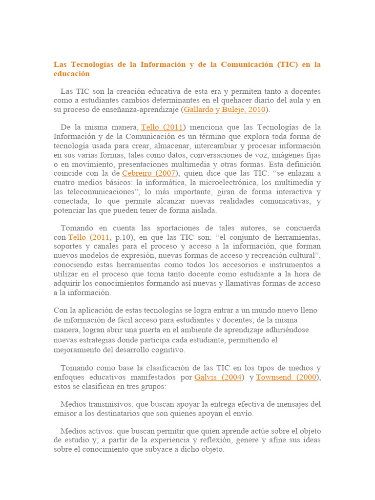 TIC en la educación: recursos y planeación | PDF | Tecnología de ...