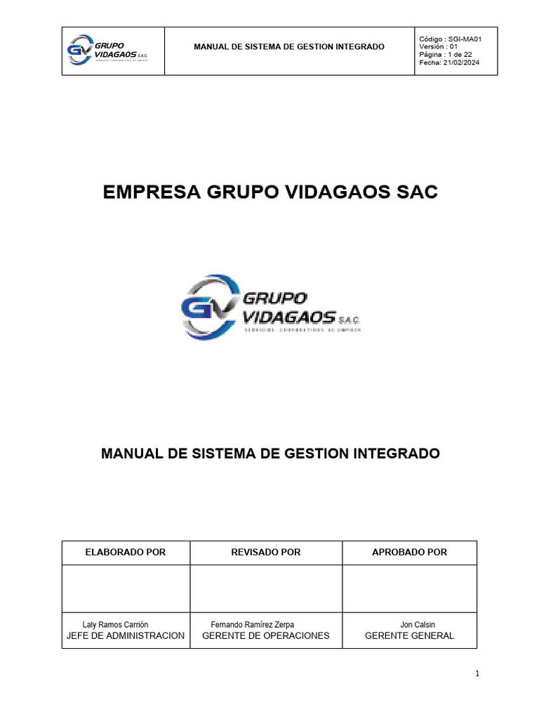 Manual del Sistema de Gestión Integrado SGI | PDF | Calidad (comercial ...