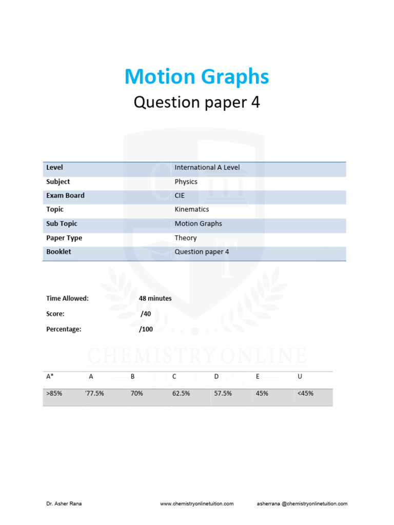 Kinematics and Motion Graphs Exam Paper | PDF | Physics