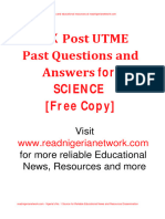 BUK Post UTME Past Questions For Science