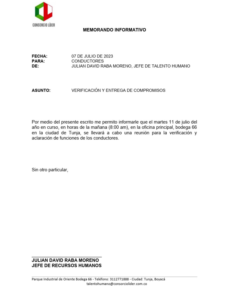 Memoran. sobre Compromisos y Reuniones | PDF | Economias | Business