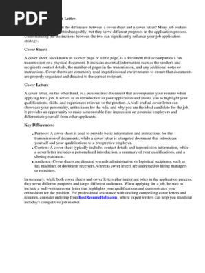 Cover Sheet vs Cover Letter