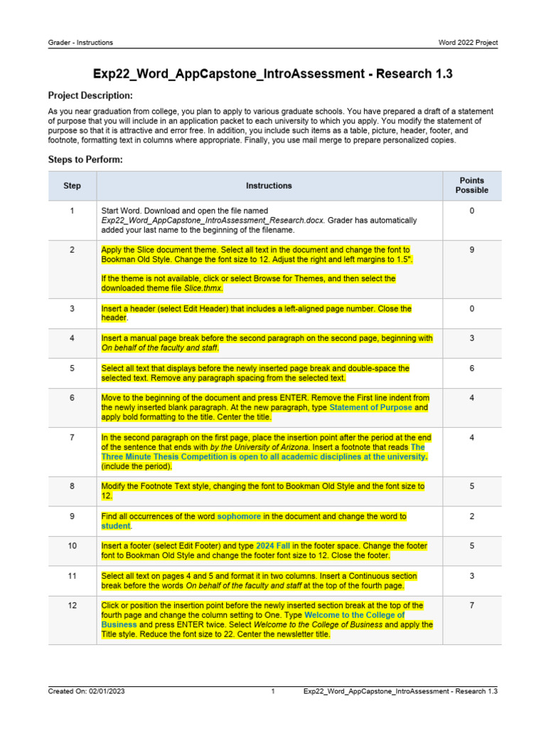 Word 2022 Project: Statement Formatting | PDF | Paragraph | Text
