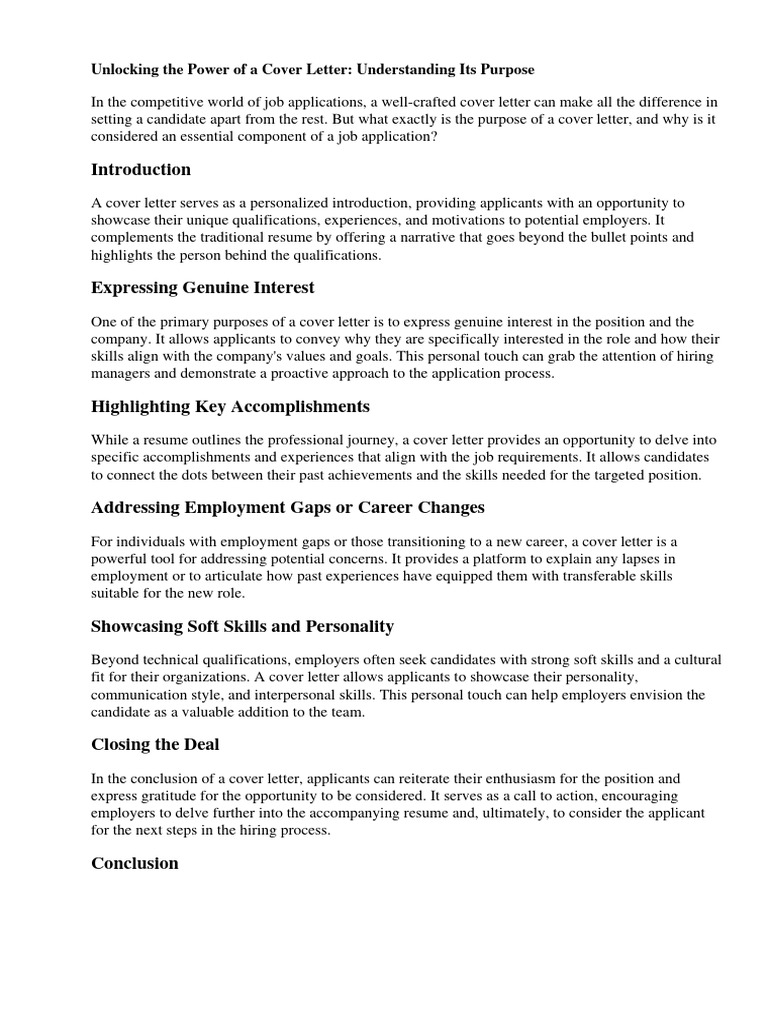 What is the purpose of a cover letter brainly pdf r sum 