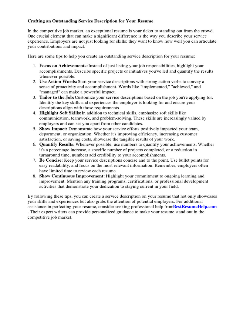 How Do You Describe Server Duties On A Resume Download Free PDF