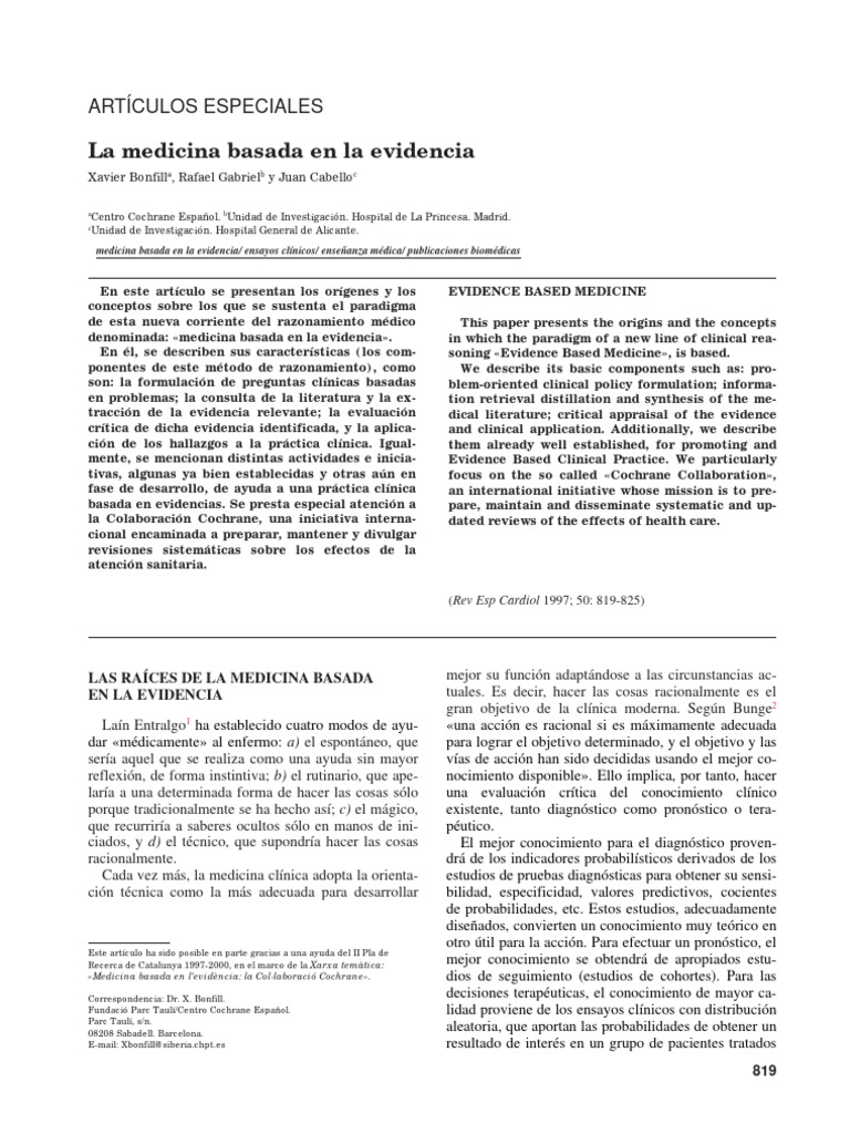 Raíces de la Medicina Basada en Evidencia | PDF | Medicina ...