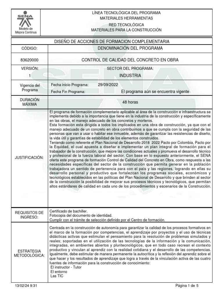 Control de Calidad del Concreto en Obra | PDF | Hormigón