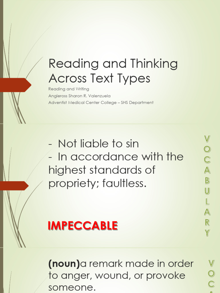 Prelim1 - Reading and Thinking Across Text Types | PDF | Brainstorming ...
