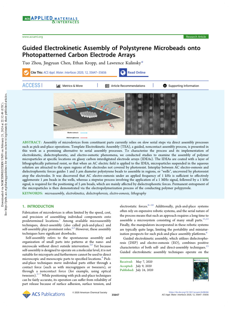 Electrokinetic Assembly of Microbeads | PDF | Materials Science ...