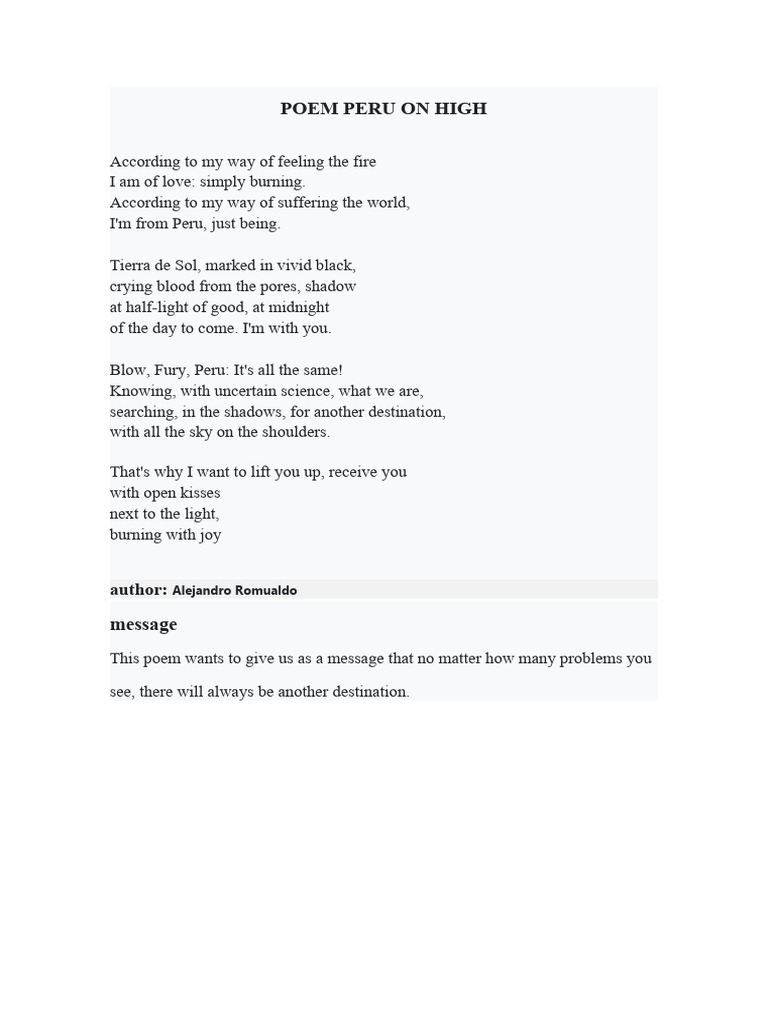 Poem of Hope from Peru | PDF | Poetry