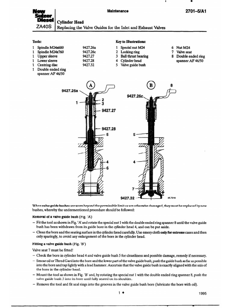 27015 A1 CYLINDER HEAD Replacing The Valve Guides For The Inlet and