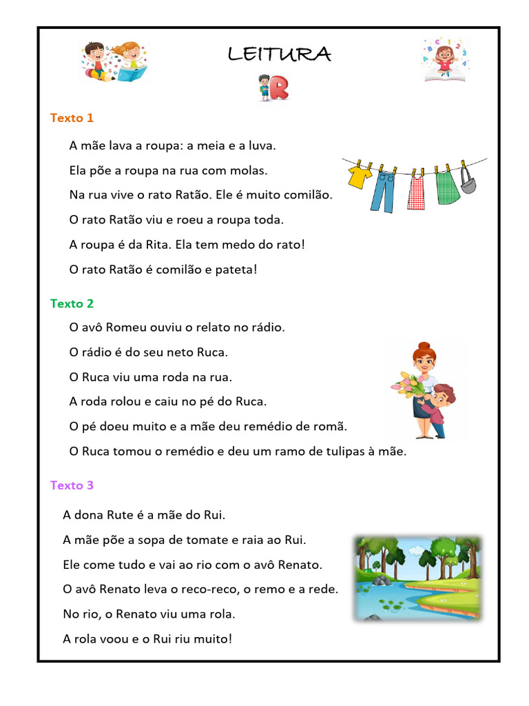 Textos com a letra R para leitura | PDF