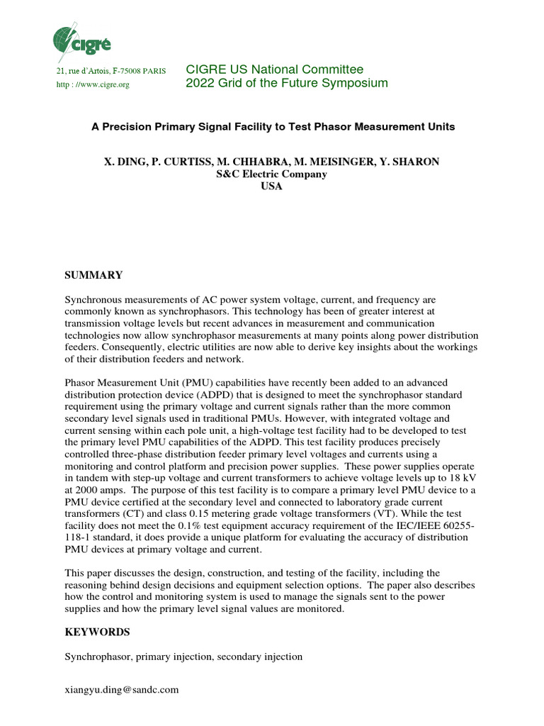 Precision PMU Test Facility Design | PDF | Power Supply | Transformer