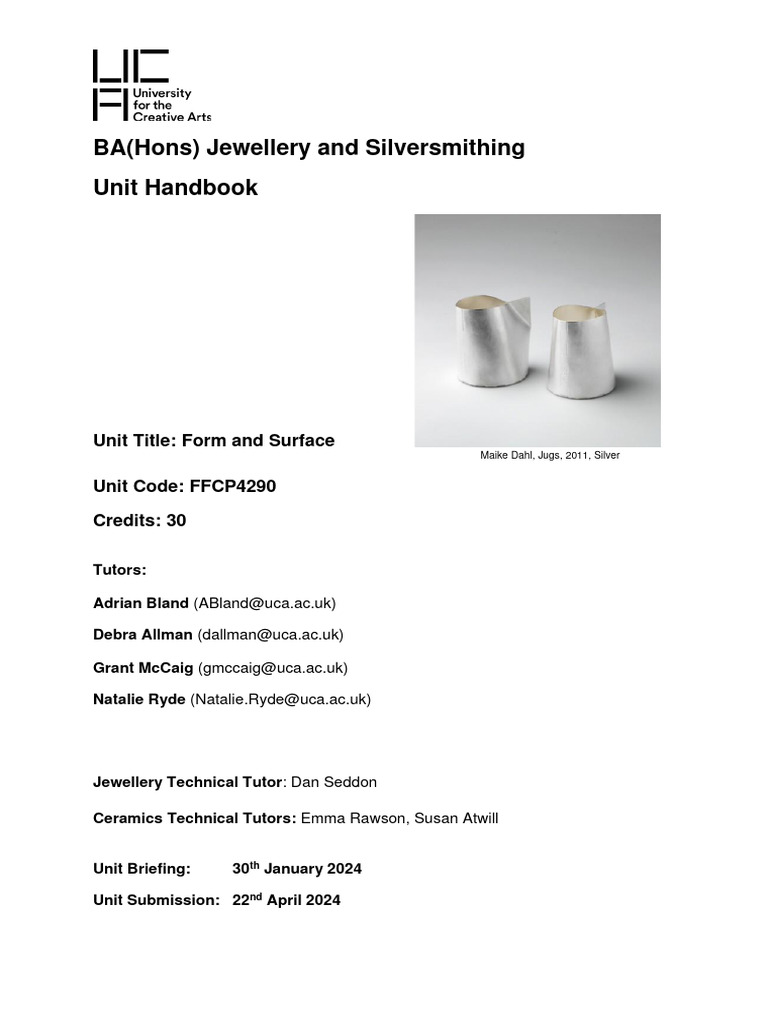 Form and Surface Unit Handbook 2324 PDF Learning Design