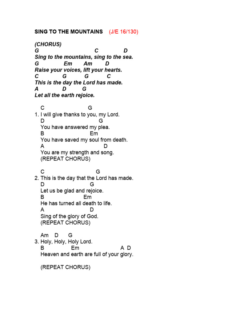 Lyrics For Sing To The King