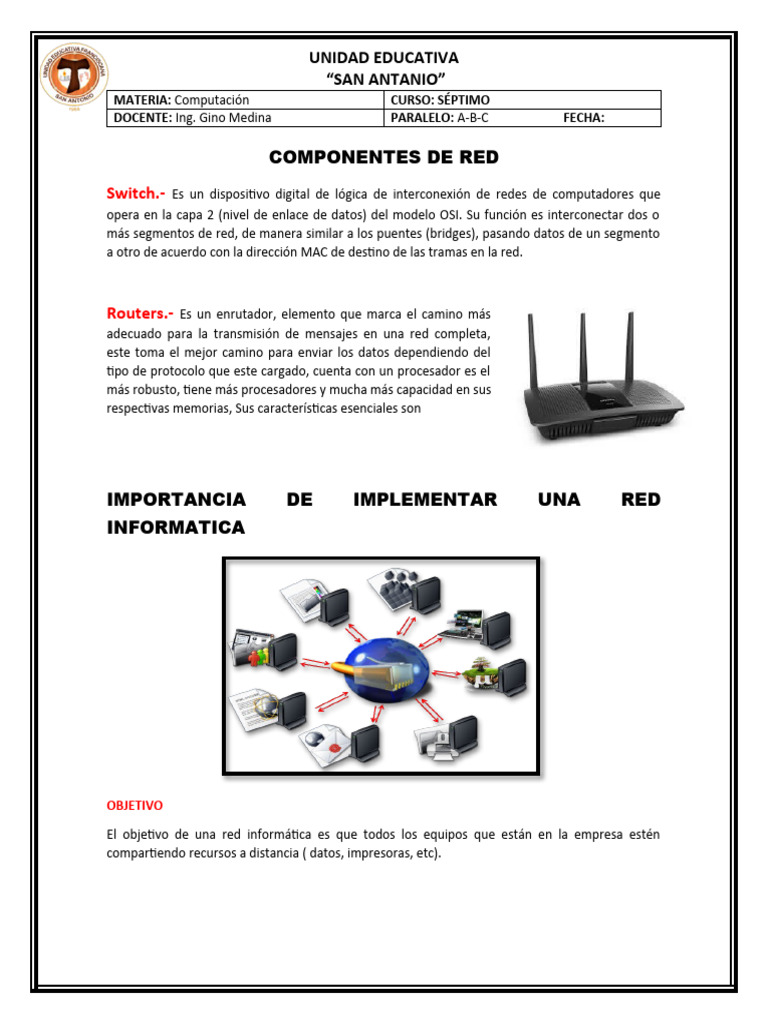 Componentes y Ventajas de Redes Informáticas | PDF | Red de ...