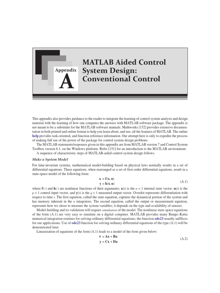 MATLAB Aided Control System Design Conventional Control | PDF