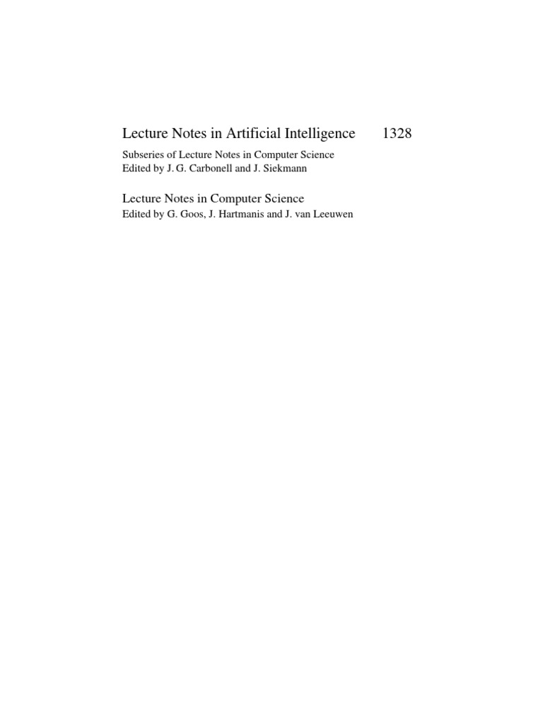 Lecture Notes in Artificial Intelligence 1328 | PDF | Logic | Semiotics