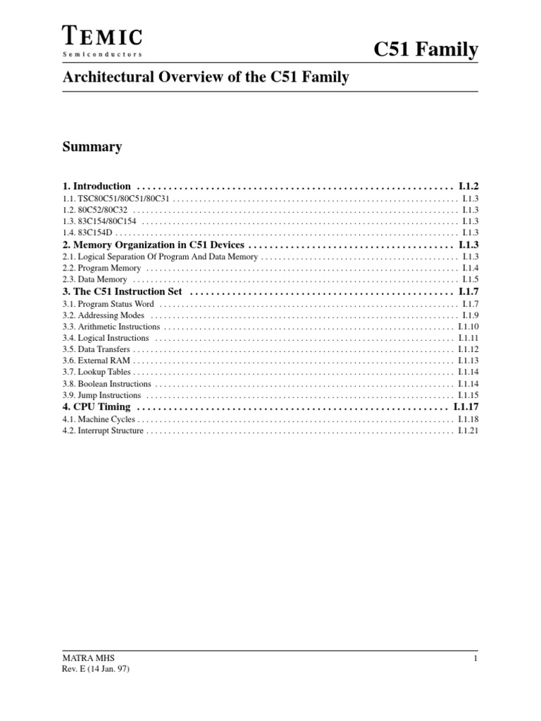 Architectural Overview of The C51 Family | PDF | Instruction Set ...