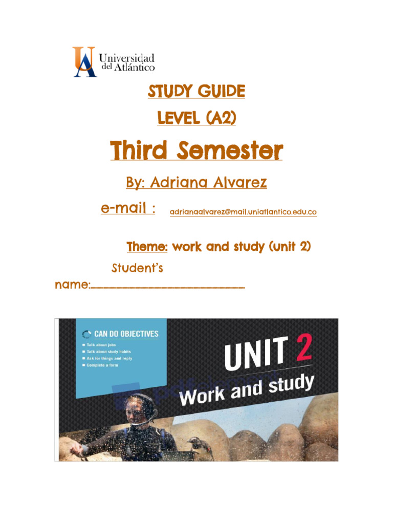 A2 Study Guide: Work and Study Unit | PDF | Human Communication ...