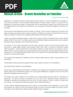 Monash Branch Palestine Resolution