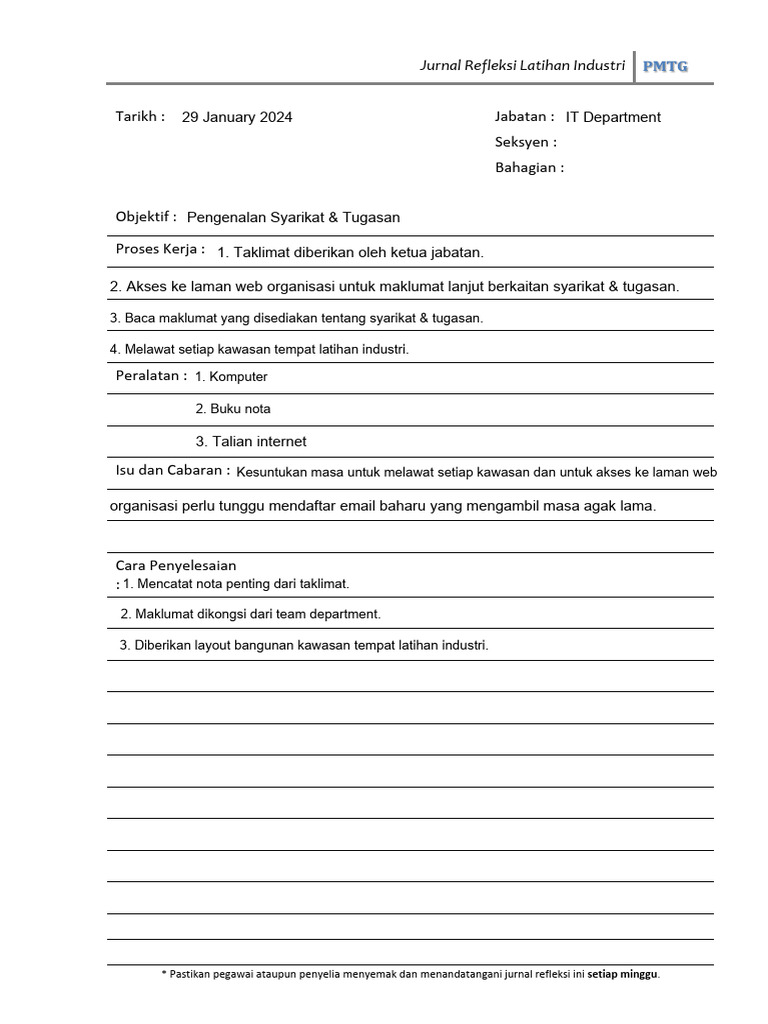 Jurnal Log Example 9jan-2feb | PDF