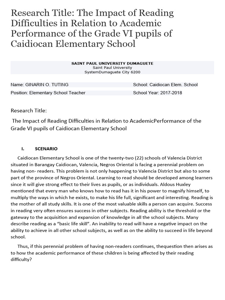 Sample Thesis Pdf Reading Comprehension Cognitive Science