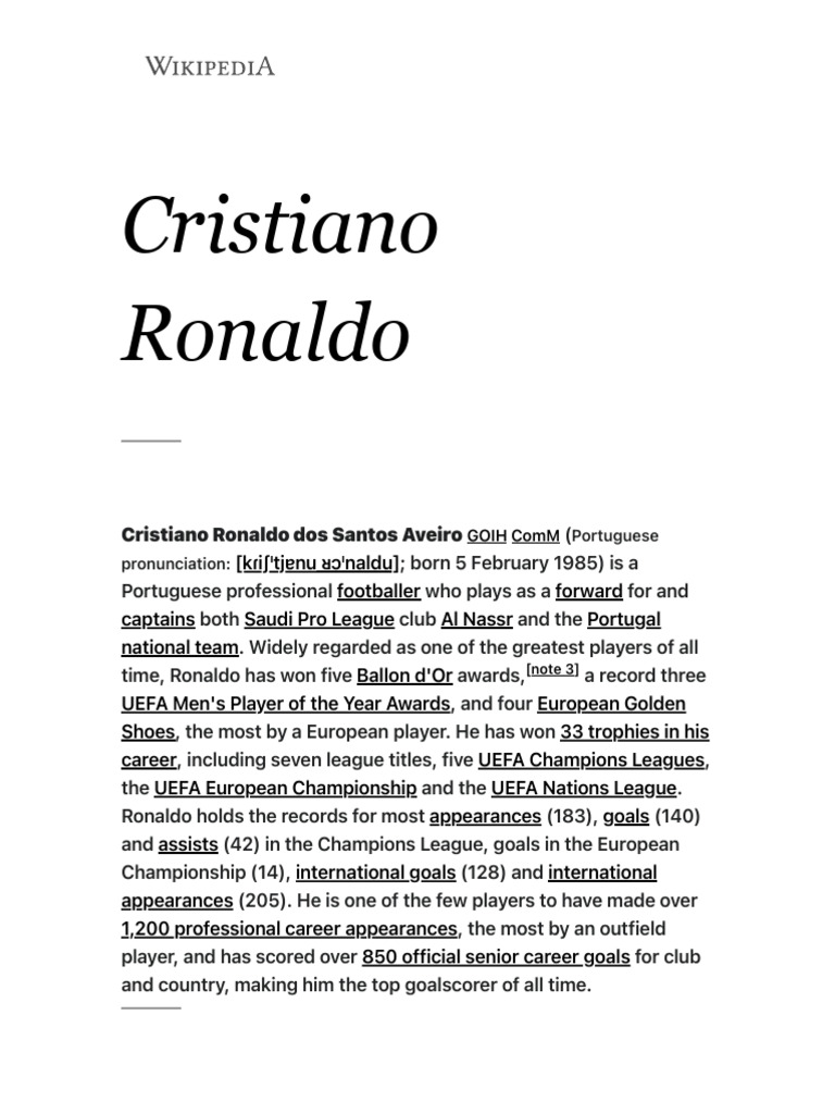 Cristiano Ronaldo intelligence overview