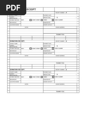 Donation Receipt Template 3 Word
