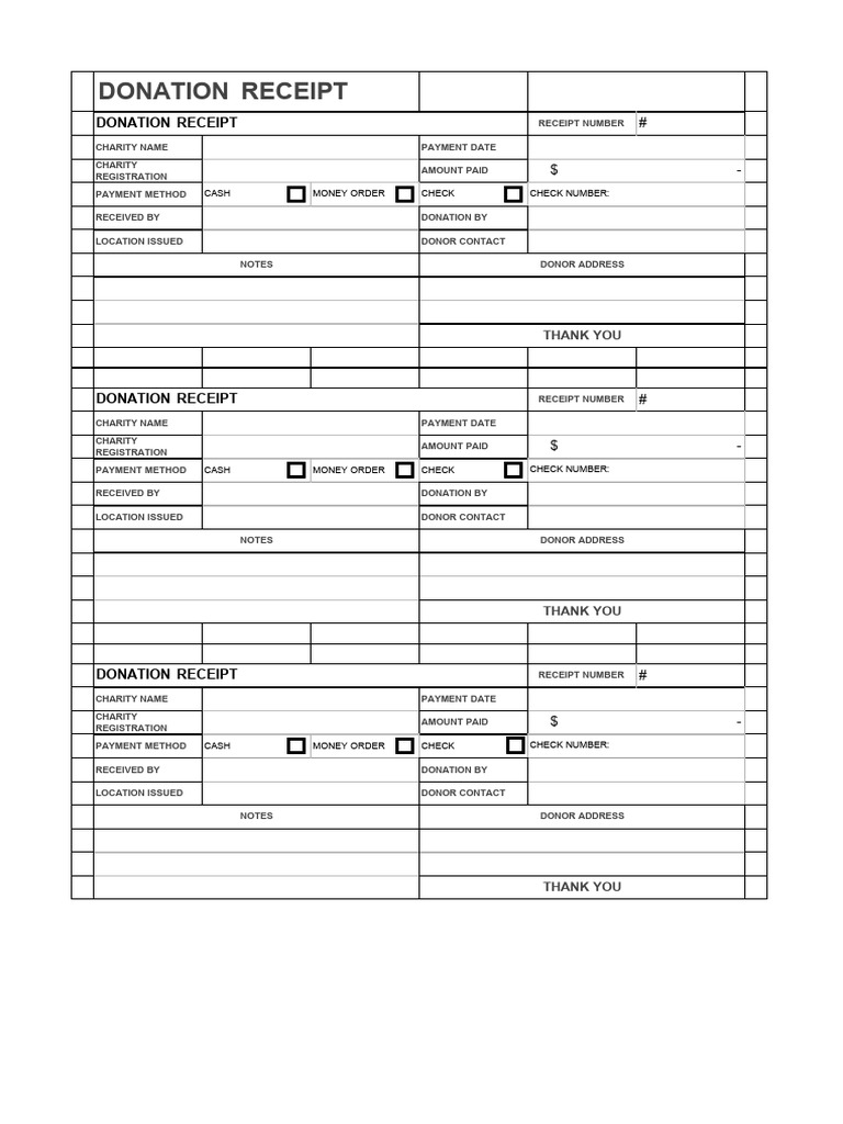 Donation Receipt Template 3 Word | PDF
