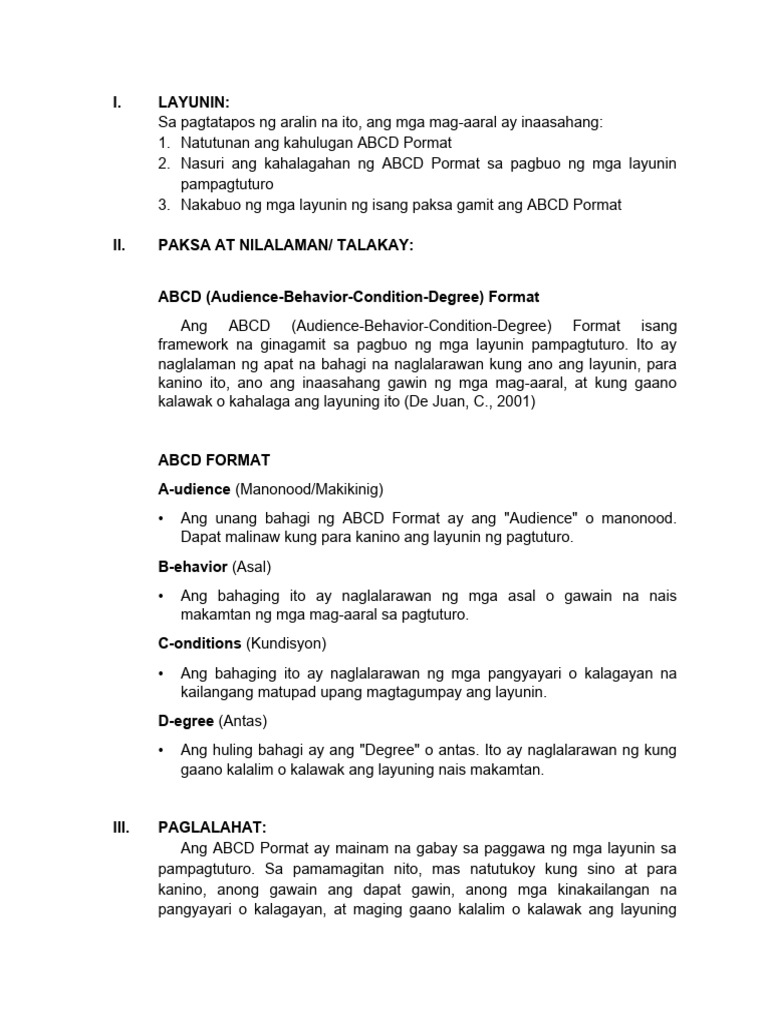 Ulat Pasulat Abcd Pormat | PDF