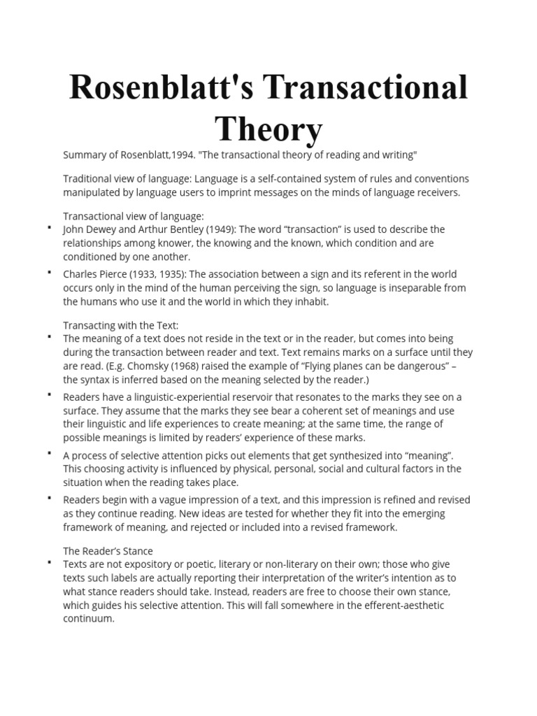 Rosenblatt | PDF | Cognitive Development | Human Communication