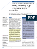 Reduction of Secondary Transmission of SARS-CoV - 2 in Households by Face Mask Use, Disinfection and Social Distancing: A Cohort Study in Beijing, China