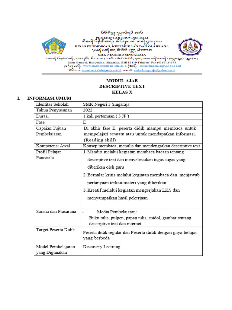 Materi Ajar Descriptive Text