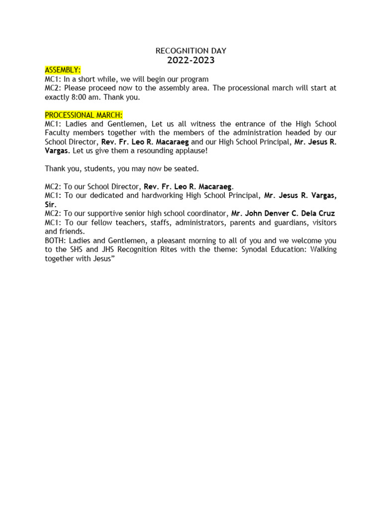 Recognition Day | PDF | Wellness | Religion & Spirituality