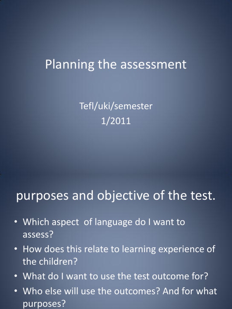 Planning The Assessment | PDF | Educational Assessment | Educational ...