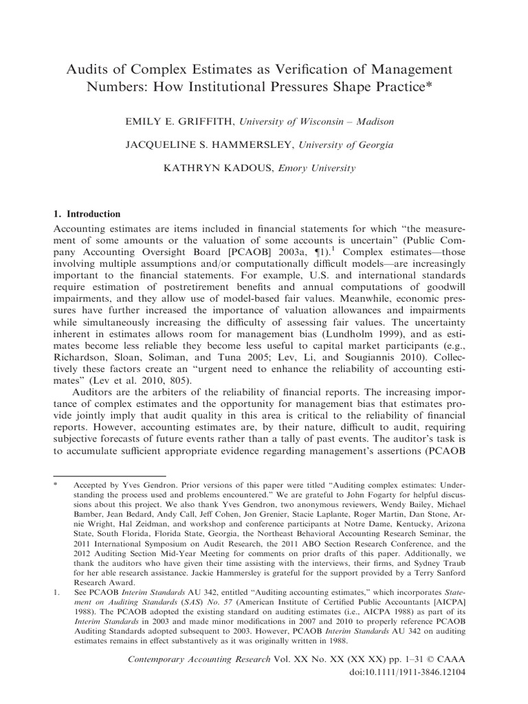Auditing Complex Estimates: Challenges and Insights | PDF | Audit ...