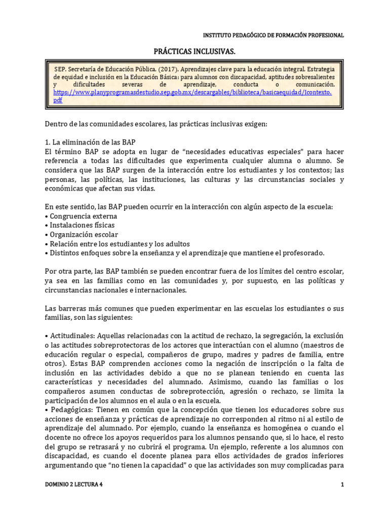 Prácticas Inclusivas en Educación | PDF | Plan de estudios | Enseñando