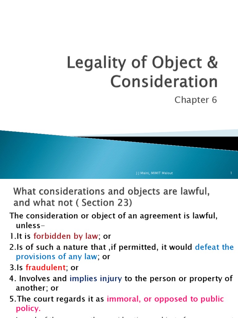 lawful object and lawful consideration