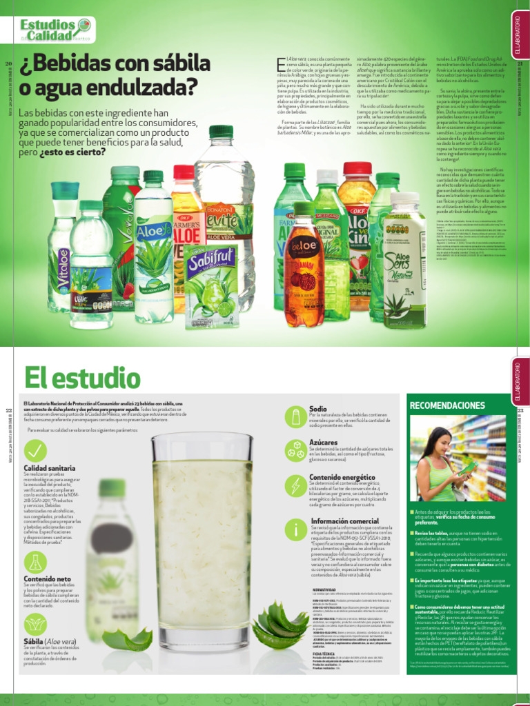 Beneficios y anlisis de bebidas con sbila | PDF | Alimentos | Azcar